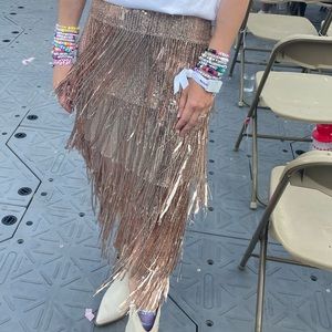 Rose gold sequin skirt